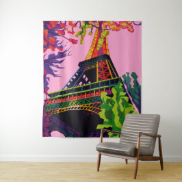 Een Kleurrijke Viering van de Eiffeltoren Wandkleed
