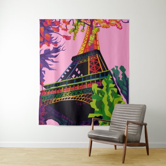 Een kleurrijke viering van de Eiffeltoren Wandkleed (In situ)