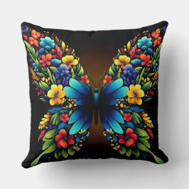 Een kleurrijke vlinder met bloemenvleugels kussen