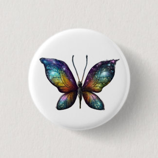 Een kleurrijke vlinder met vleugels als een sterre ronde button 3,2 cm