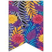 een kleurvol bloemen- en bladerenpatroon op een bl vlaggetjes (Tweede vlag)