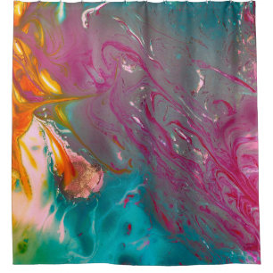 Een klonter van kleurrijke abstracte olie, geverfd douchegordijn