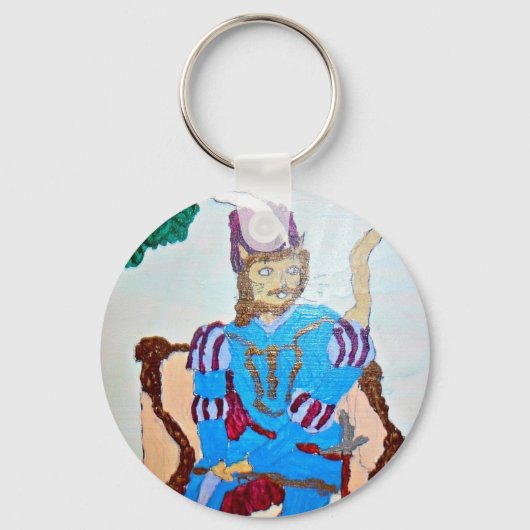 Een knappe meneer kat sleutelhanger (Voorkant)