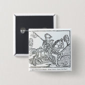 Een Knight, van Caxton's 'Game of the Chess' Vierkante Button 5,1 Cm (Voorkant /achterkant)