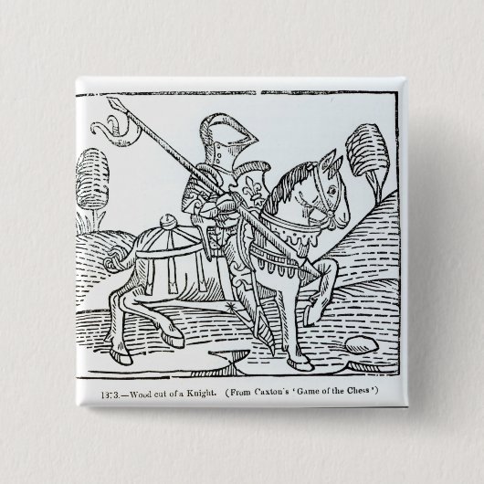 Een Knight, van Caxton's 'Game of the Chess' Vierkante Button 5,1 Cm (Voorkant)