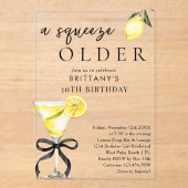 Een knijp oudere citroen drop martini 30e verjaard acryl uitnodigingen (Voorkant)