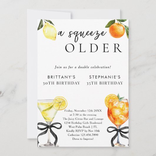 Een knijp oudere Martini Aperol dubbele verjaardag Kaart (Voorkant)