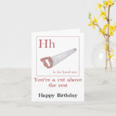 "Een knip boven" hand zag houtwerk Verjaardagskaar Kaart (Gele Bloem)