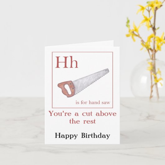 "Een knip boven" hand zag houtwerk Verjaardagskaar Kaart (Gele Bloem)