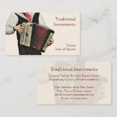 Een knop-accordeonspeler visitekaartje (Voorkant / Achterkant)