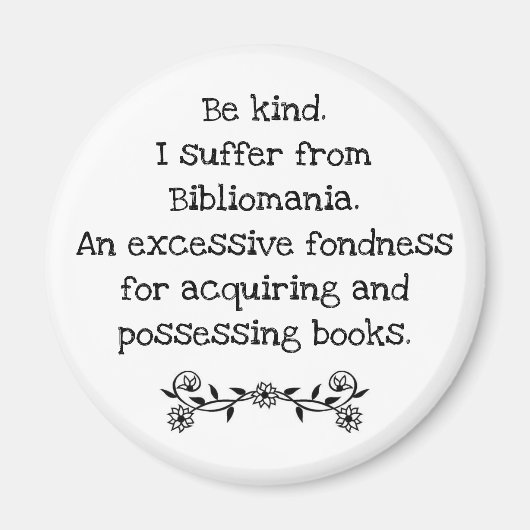 Een knop die draag voor mensen die veel lezen. magneet (Voorkant)