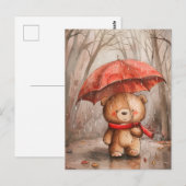 Een knuffel beren in de regen briefkaart (Voorkant / Achterkant)