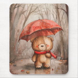 Een knuffel beren in de regen muismat