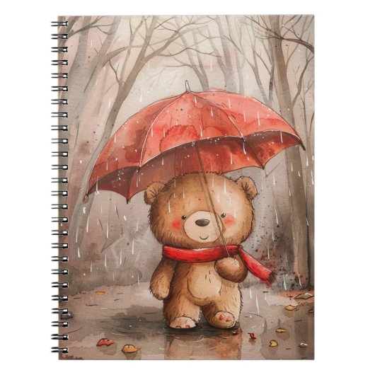 Een knuffel beren in de regen notitieboek (Voorkant)