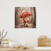 Een knuffel beren in de regen poster (Keuken)