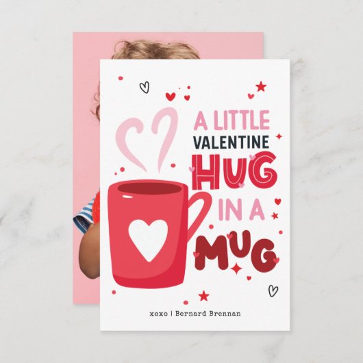 Een knuffel in een Mok Valentijn's Day Photo Card Kaart (Voorkant / Achterkant)
