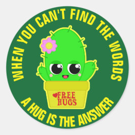 Een knuffel is het antwoord ronde sticker