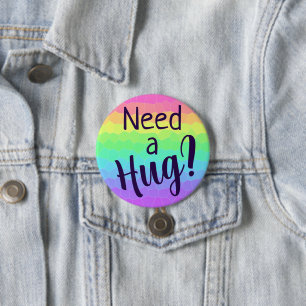 Een knuffel nodig? regenboog-Button Ronde Button 7,6 Cm