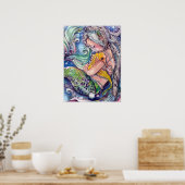 Een knuffel per dag, Mermaid en Seahorse Poster (Keuken)