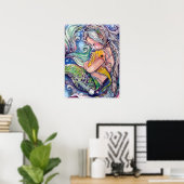 Een knuffel per dag, Mermaid en Seahorse Poster (Thuiskantoor)