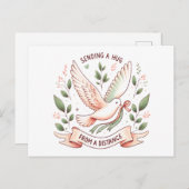 Een knuffel van een afstand sturen" Flying Dove Briefkaart (Voorkant / Achterkant)