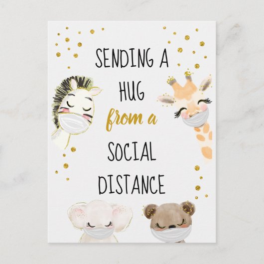 Een knuffel van een Sociale Afstand sturen Briefkaart (Voorkant)