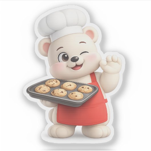 Een knuffelbeer met een biscuit. sticker (Voorkant)
