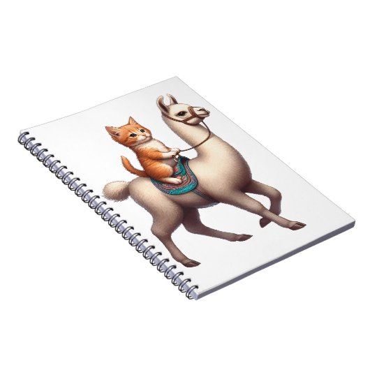 Een Knuffelend Katje dat op een Donzige Lama Rijdt Notitieboek (Rechterzijde)