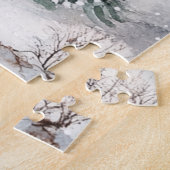 Een knus huisje in de winter legpuzzel (Zijkant)