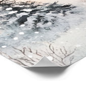 Een knus huisje in de winter poster (Hoek)