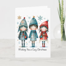Een knus Kerstmis Gewenst Vouwbare Wenskaart