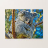 Een Koala die rustig slaapt in een boom Legpuzzel (Horizontaal)