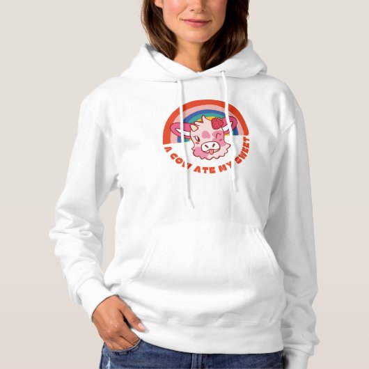 Een koe at mijn zoete slogan hoodie (Voorkant)