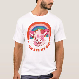 Een koe at mijn zoete slogan t-shirt