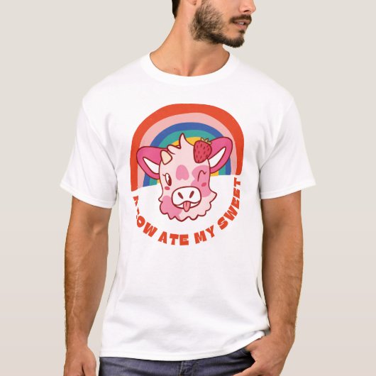 Een koe at mijn zoete slogan t-shirt (Voorkant)