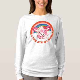 Een koe at mijn zoete slogan t-shirt