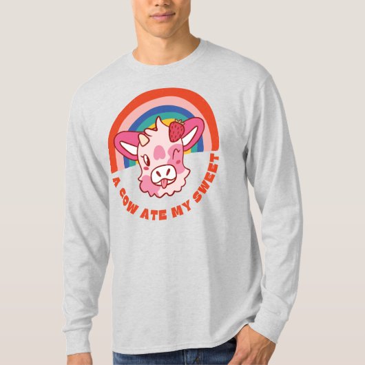 Een koe at mijn zoete slogan t-shirt (Voorkant)