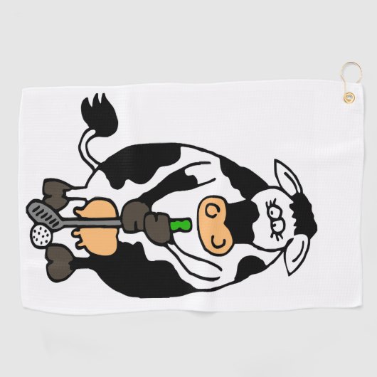 Een koe die golft golfhanddoek (Horizontaal)