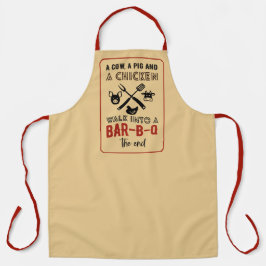 Een Koe Een varken Een kip loopt een barbecue binn Schort