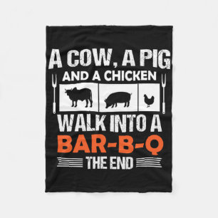 Een Koe, Een Varken En Een Kip Gaan Een R-b-q Binn Fleece Deken