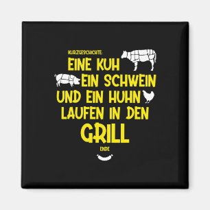 Een koe, een varken en een kip lopen de grill in - magneet