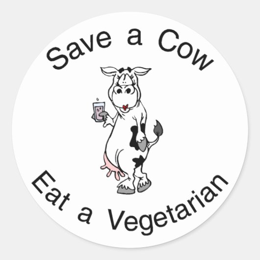 Een Koe eten een vegetariër opslaan Ronde Sticker (Voorkant)