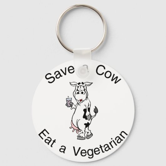 Een Koe eten een vegetariër opslaan Sleutelhanger (Voorkant)