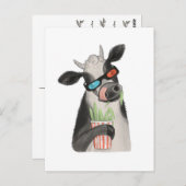 Een koe in 3D glazen. Briefkaart (Voorkant / Achterkant)