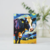 Een Koe in de Sterrennacht Briefkaart (Staand voorkant)