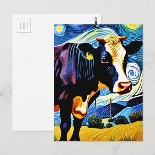 Een Koe in de Sterrennacht Briefkaart (Voorkant / Achterkant)