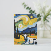 Een Koe in de Sterrennacht Briefkaart (Staand voorkant)