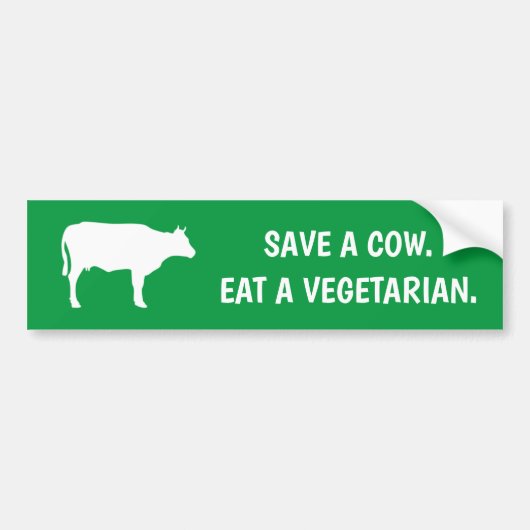 een koe kan een vegetarisch groen eten bumpersticker (Voorkant)