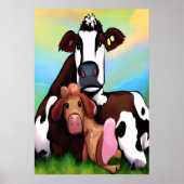 Een koe moeder en kind | AI Art Poster (Voorkant)