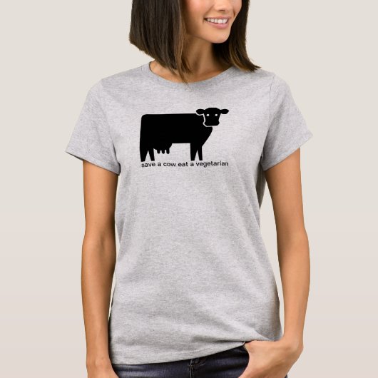 een koe redden , een vegetariër eten t-shirt (Voorkant)